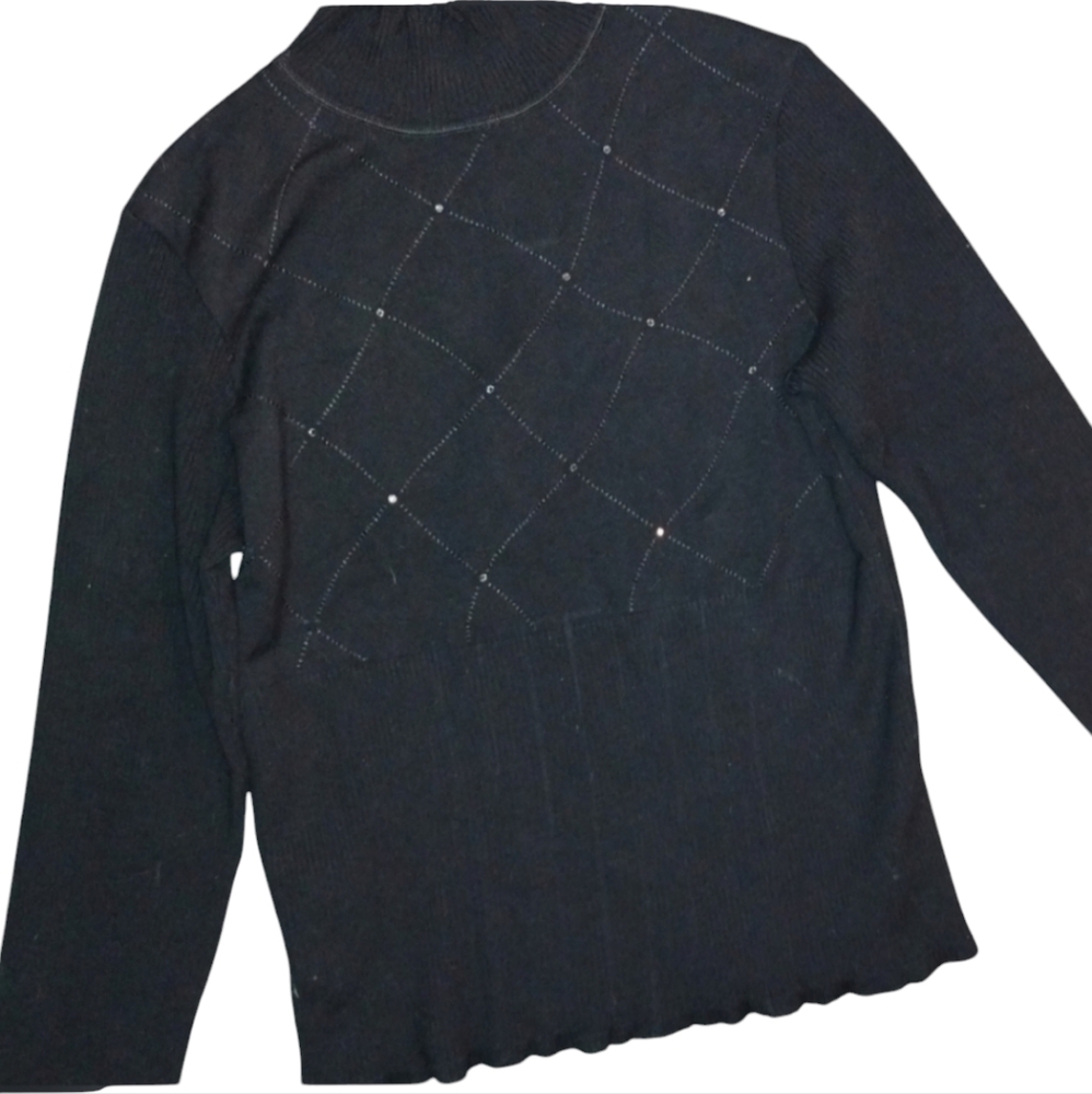 Nils sportswear black Ave Marie turtleneck sweater with sequin, size m